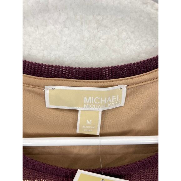 Michael Kors Women’s M‎ Metallic Stripe Pullover Sweater Purple Long Sleeve NWT - Picture 3 of 9